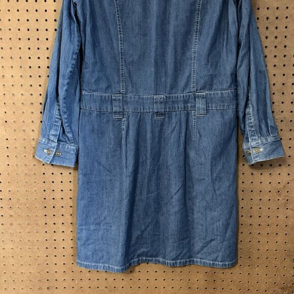 Denim Jean Dress Jones New York Y2k Western Cowgirl Midi Long Sleeve Size  10 - Picture 6 of 7
